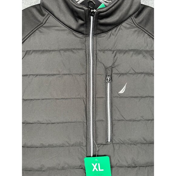 Nautica Men’s Quilted Softshell Jacket XL Black Full Zip Resistant Warm Coat New - Picture 4 of 11